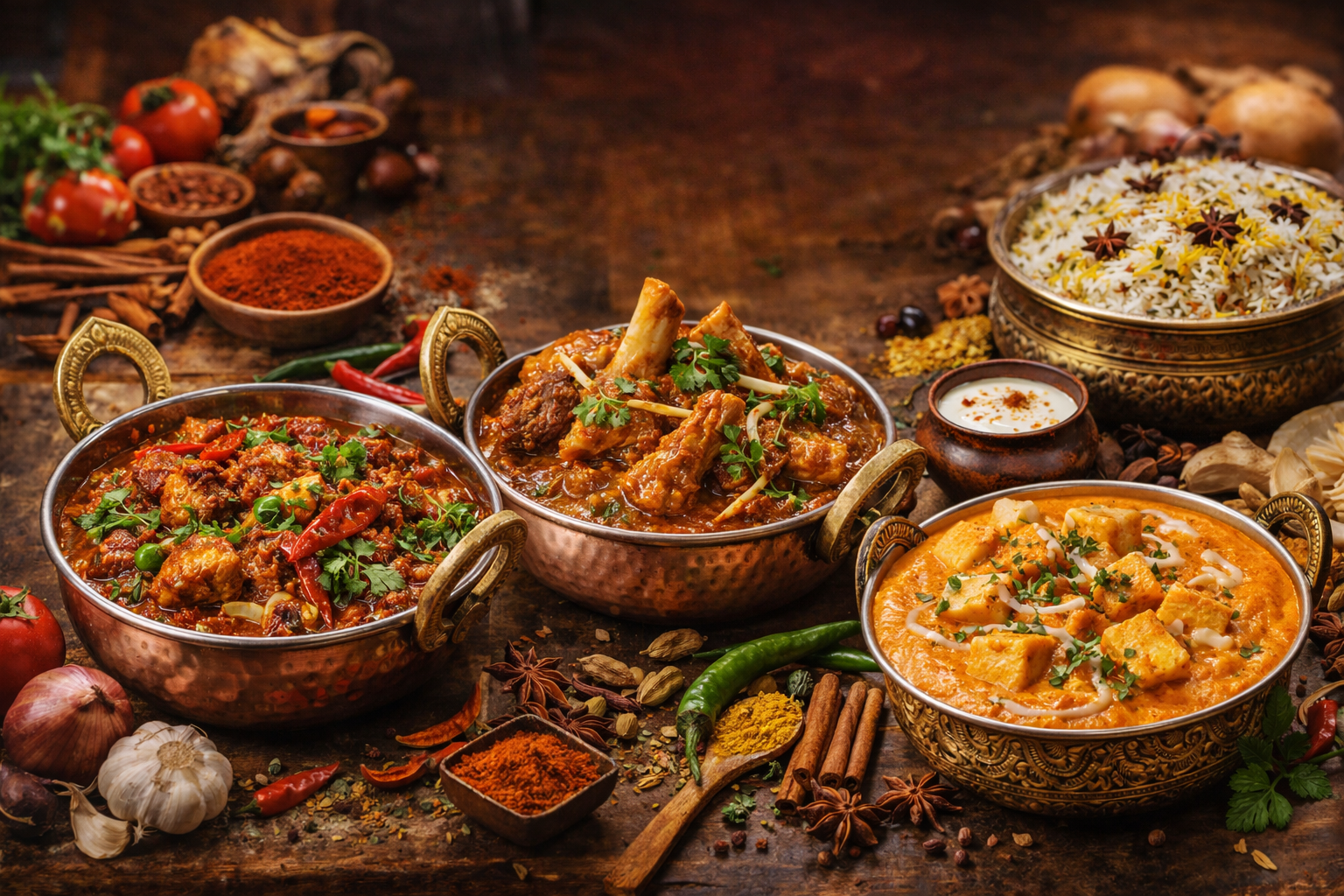 Kadhai and handi gravies